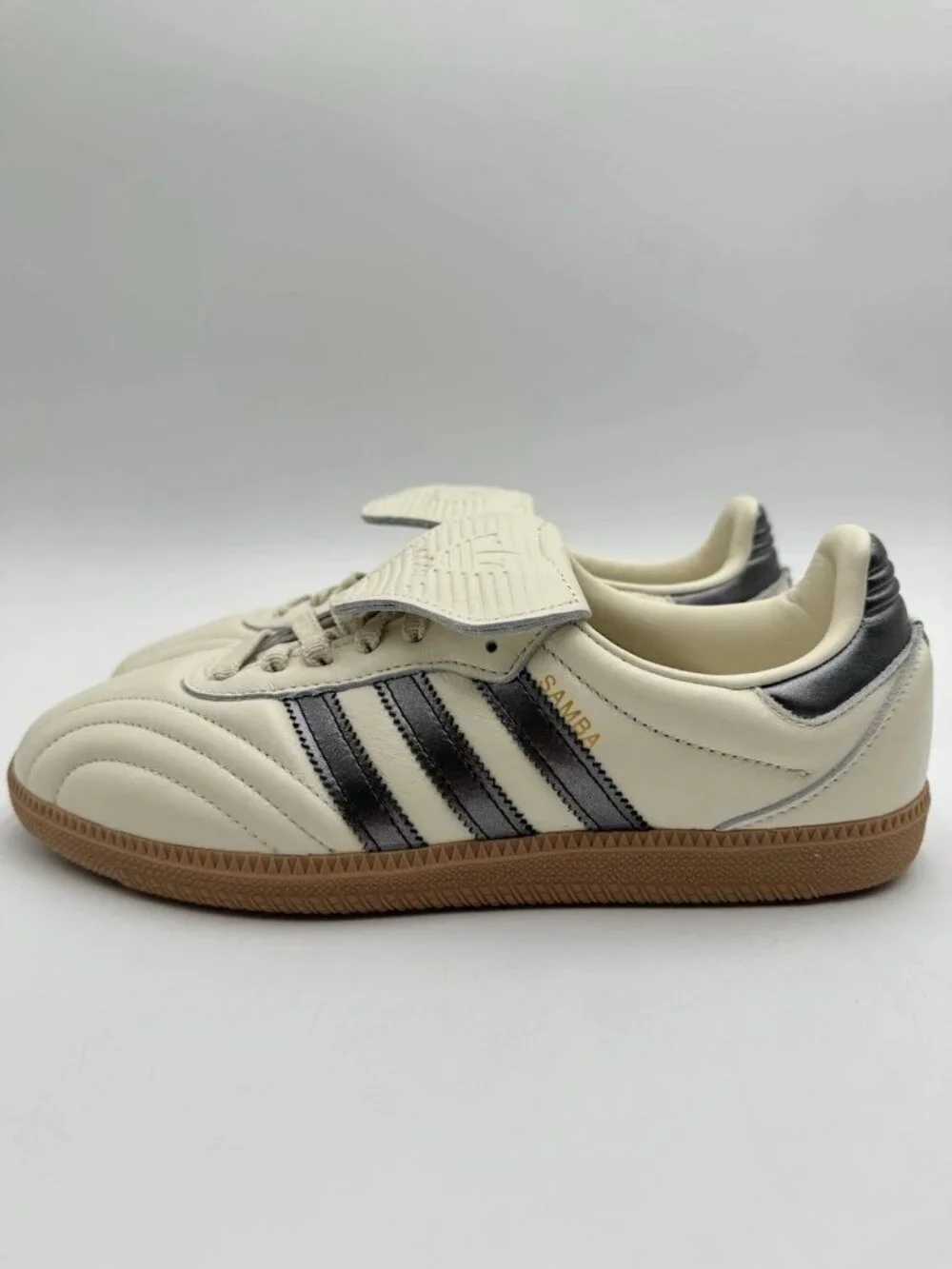 Women's Adidas Originals Samba Long Tongue Shoes - Cream White Black Gum JP6143 - Picture 4 of 14